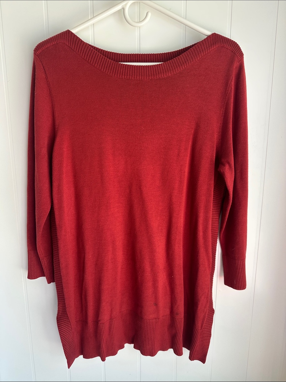 Adrienne Vittadini Off-Shoulder Red Knit Sweater